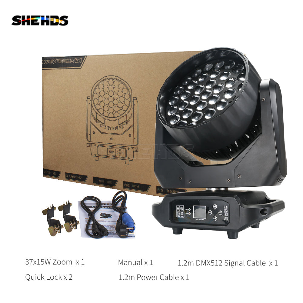 SHEHDS LED Lyres Beam&Wash&Zoom 37x15W RGBW Éclairage de Scène Performance DJ Mariage Concert Théâtre Club
