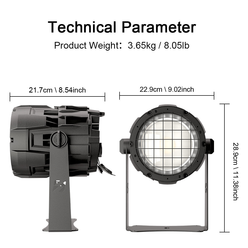 SHEHDS Projecteur PAR LED COB RGBLAC Étanche 150W Connectable avec Contrôle par APP