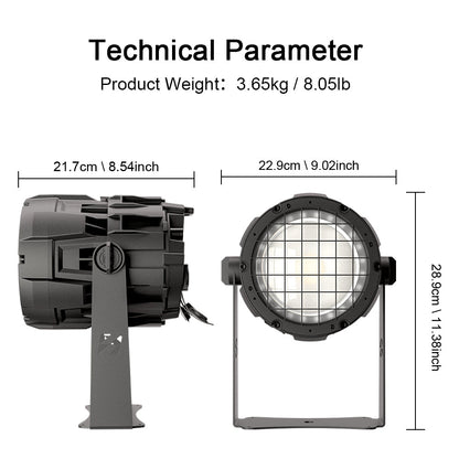SHEHDS Projecteur PAR LED COB RGBLAC Étanche 150W Connectable avec Contrôle par APP
