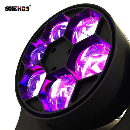 SHEHDS LED Lyres Beam&Wash 6x15W RGBW 4IN1 Bee Eye Éclairage de Scène Éclairage de Performance
