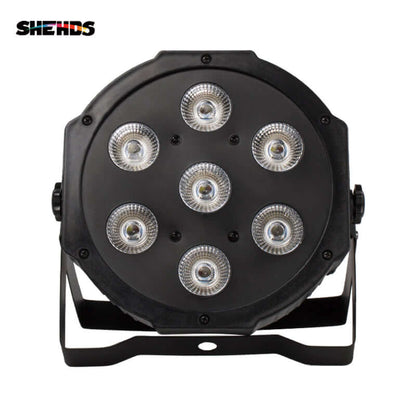 SHEHDS Éclairage de scène à LED Par Slim 7x18W RGBWA+UV silencieux pour mariage concert théâtre