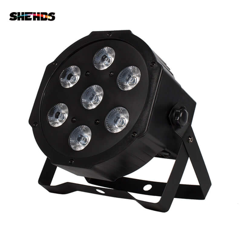 SHEHDS Éclairage de scène à LED Par Slim 7x18W RGBWA+UV silencieux pour mariage concert théâtre