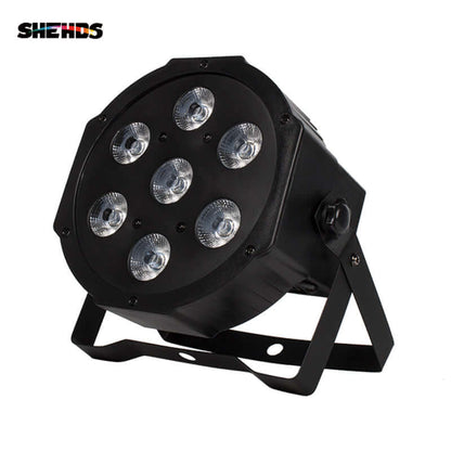 SHEHDS Éclairage de scène à LED Par Slim 7x18W RGBWA+UV silencieux pour mariage concert théâtre