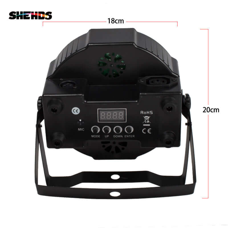 SHEHDS Éclairage de scène à LED Par Slim 7x18W RGBWA+UV silencieux pour mariage concert théâtre