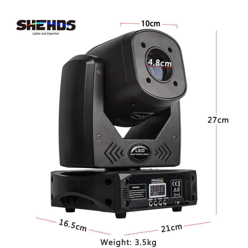 SHEHDS LED Spotlight 80W with 3-Prism Gobo Moving Head Lighting