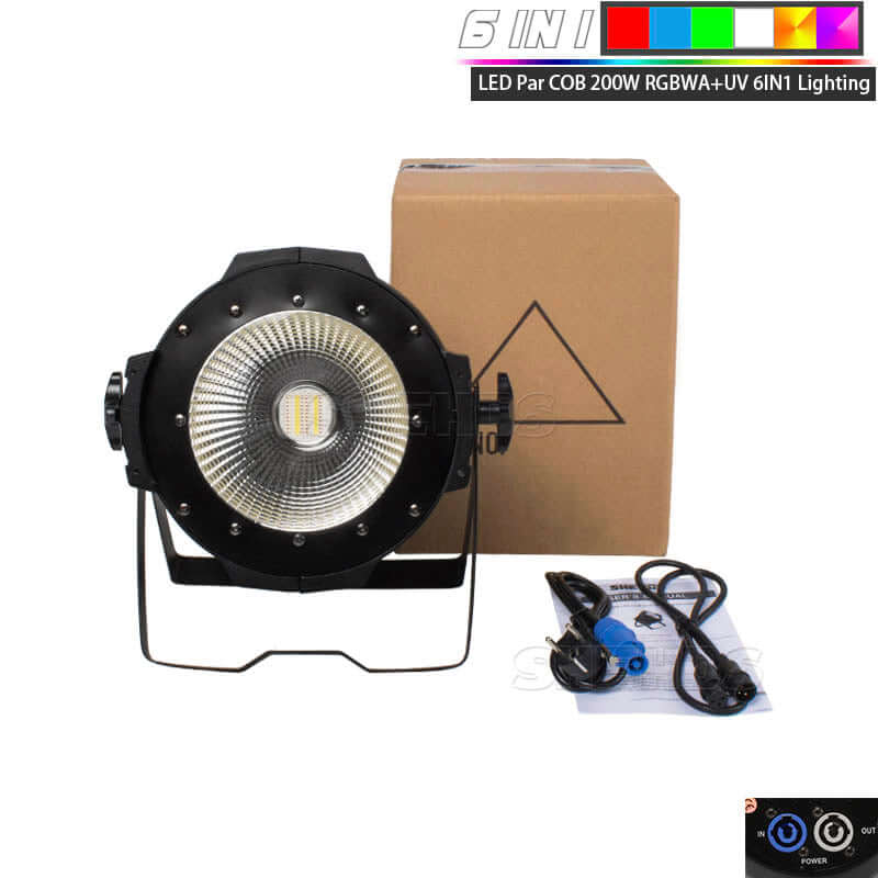 SHEHDS LED Par COB 200W RGBWA+UV 6IN1 Éclairage de scène Blinder Éclairage de Performance