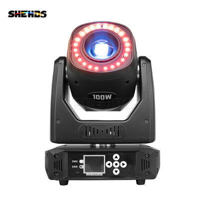 SHEHDS (6-Prisme) LED Lyres 100W Spot Gobo Éclairage de Scène Avec Anneau LED et écran LCD
