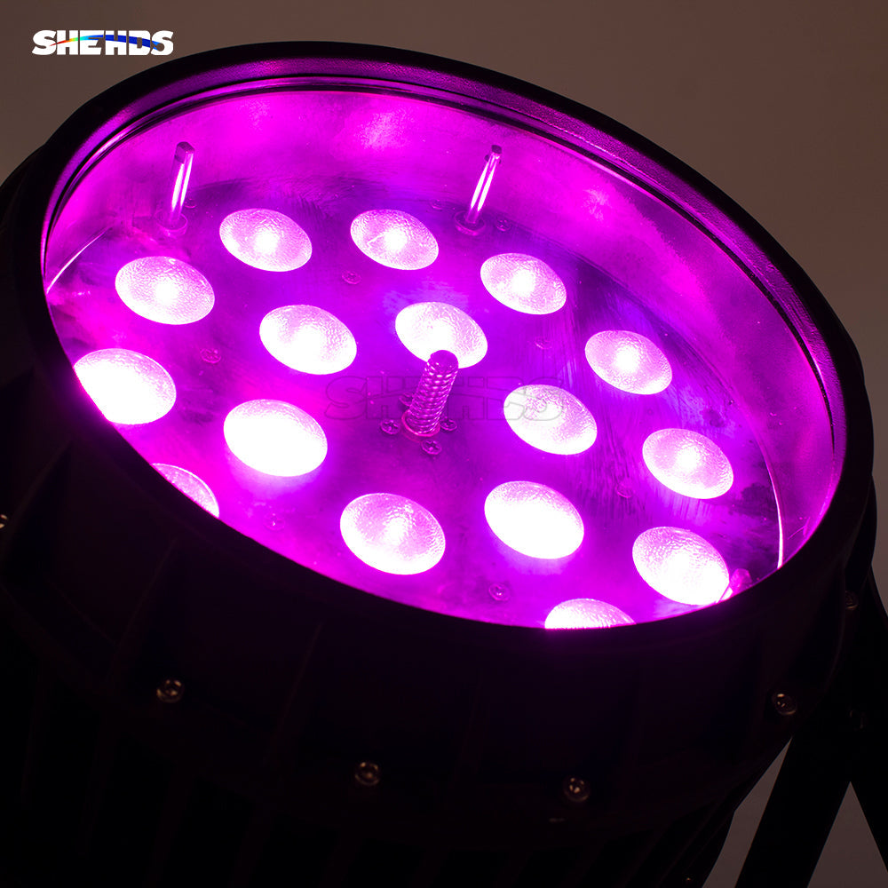 SHEHDS Projecteur LED Zoom Par étanche IP65 18x18 W 6in1 RGBWA + UV Éclairage de Scène pour extérieur Performance DJ Club