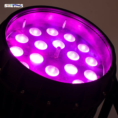 SHEHDS Projecteur LED Zoom Par étanche IP65 18x18 W 6in1 RGBWA + UV Éclairage de Scène pour extérieur Performance DJ Club