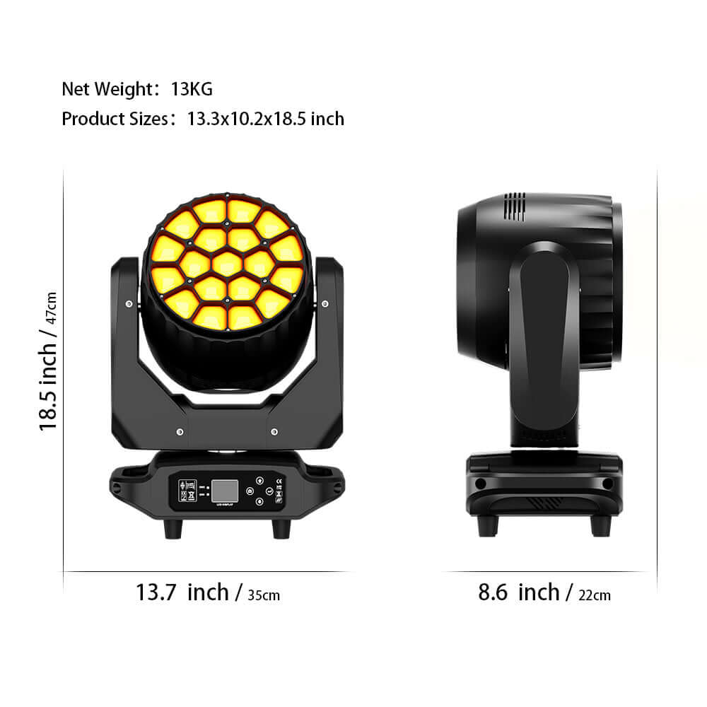 JMS WEBB Lyres LED Wash Big Bee Eye 19x20W&19x40W RGBW Éclairage de Scène Éclairage de Performance Concert Mariage Théâtre