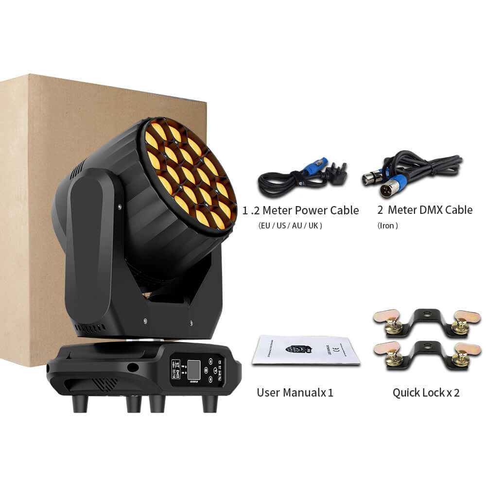 JMS WEBB Lyres LED Wash Big Bee Eye 19x20W&19x40W RGBW Éclairage de Scène Éclairage de Performance Concert Mariage Théâtre