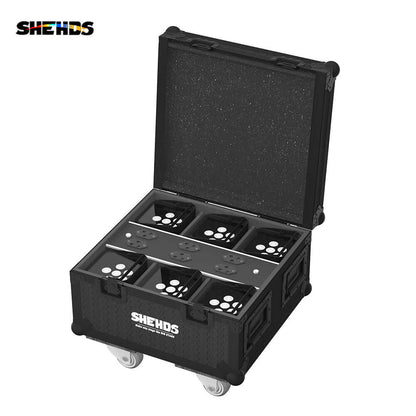 Mallette de transport rechargeable pour éclairage sans fil 6 x 18 W 6 en 1 RGBAW + UV avec télécommande