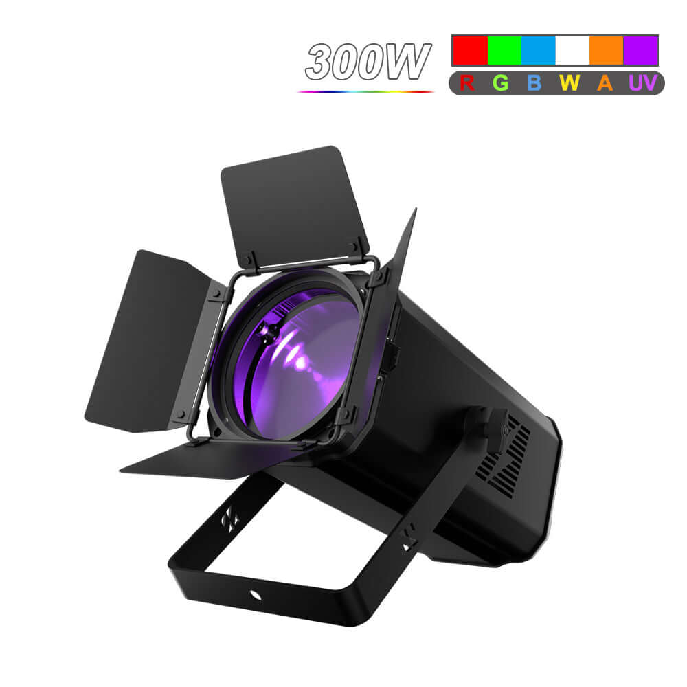 SHEHDS App Control 200W/300W COB Par Light with Barndoor Spot Zoom Stage Light – color mixing options