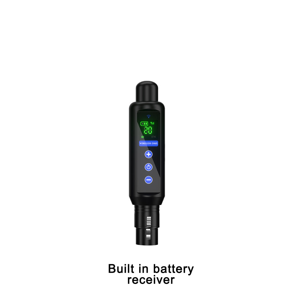 Émetteur et Récepteur DMX 512 Sans Fil 2,4G avec Récepteur sur Batterie et Écran Tactile OLED pour Éclairage de Scène