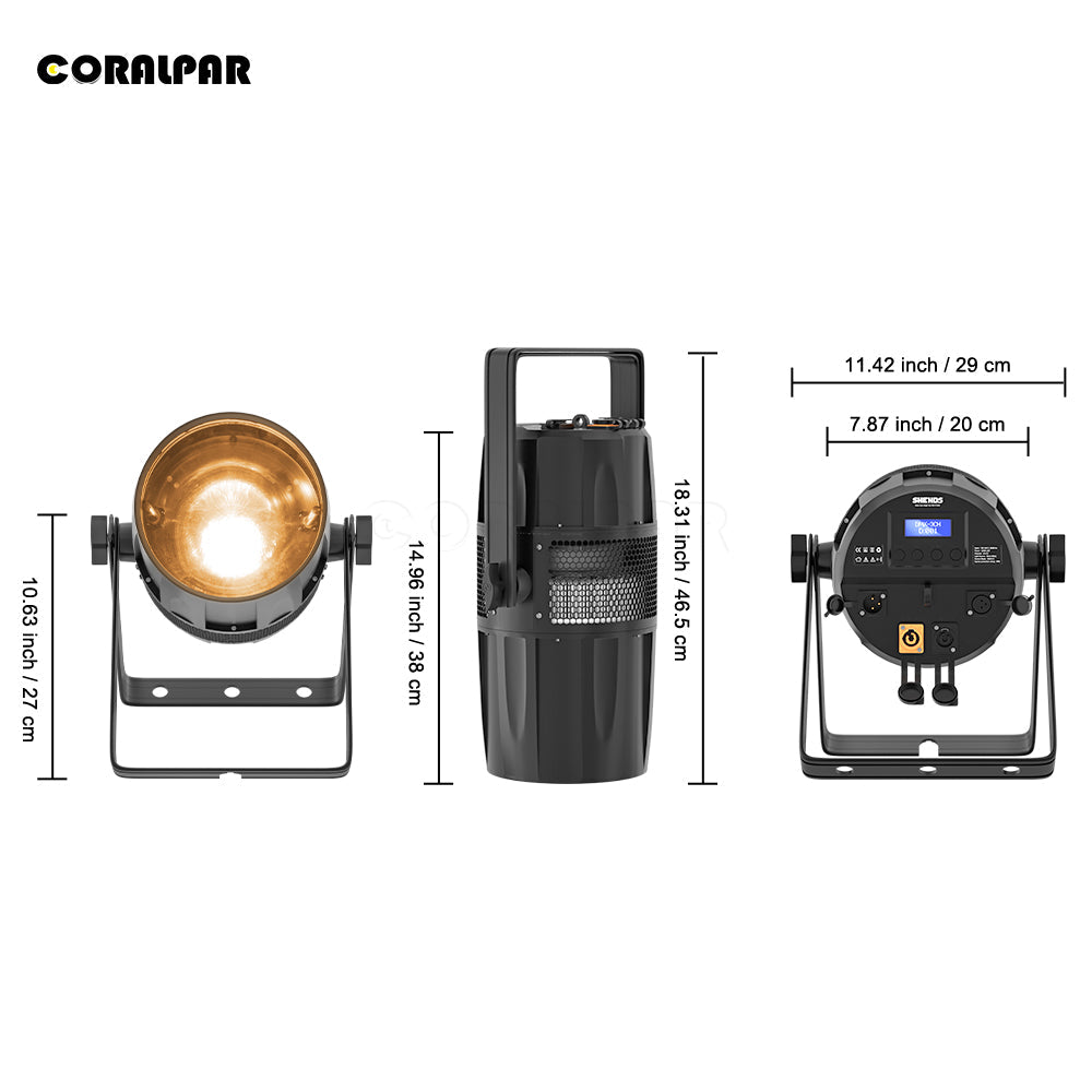 CoralPar Étanchéité IP65 LED Zoom&Wash COB 300W RGBW 4in1 Par Éclairage de Scène blanche chaude Mariage DJ