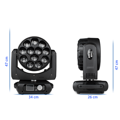 JMS WEBB Lyres LED Beam&Wash Bee Eye 12x40W RGBW Éclairage de Scène Éclairage de Performance DJ Théâtre