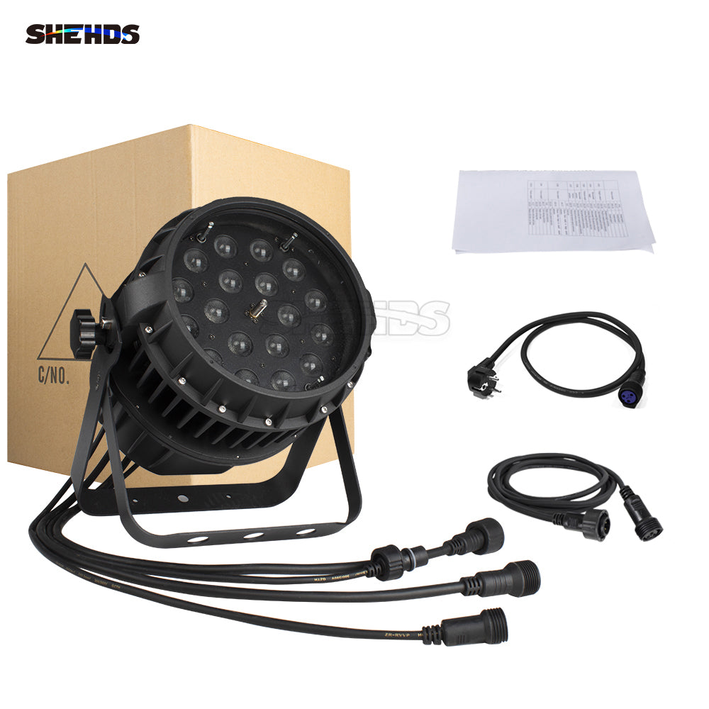 SHEHDS Projecteur LED Zoom Par étanche IP65 18x18 W 6in1 RGBWA + UV Éclairage de Scène pour extérieur Performance DJ Club