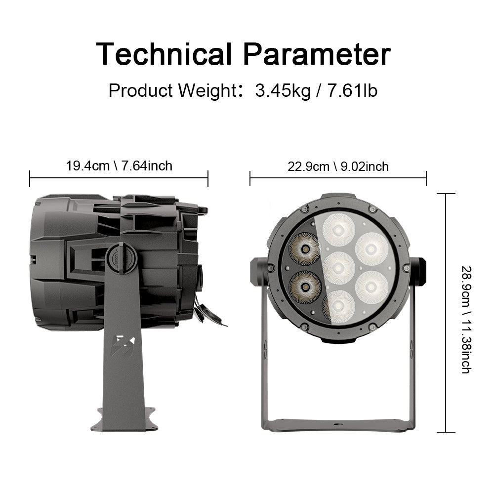 SHEHDS Projecteur PAR LED Étanche 7x18W RGBWA+UV / RGBLAC avec Contrôle par APP et Connexion en Série