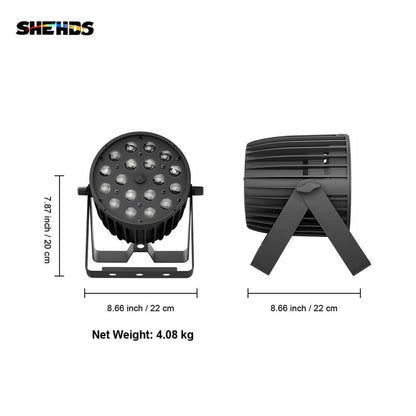 SHEHDS Nouvelle version en alliage aluminium LED Zoom&Wash 18x18W RGBWA UV 6in1 Par Éclairage de Scène DJ Club