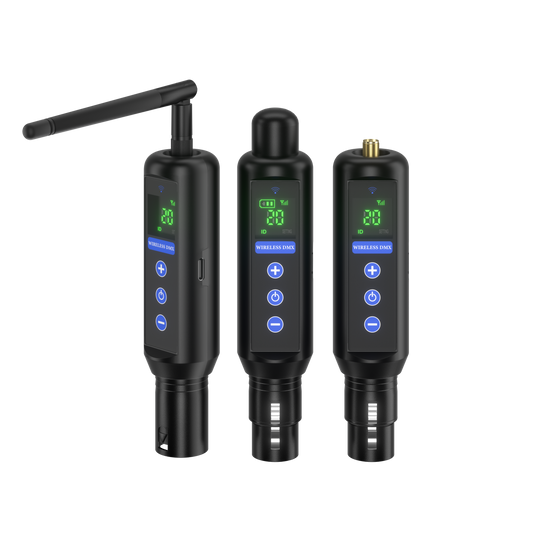 Émetteur et Récepteur DMX 512 Sans Fil 2,4G avec Récepteur sur Batterie et Écran Tactile OLED pour Éclairage de Scène